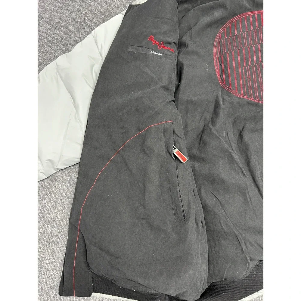 VTG Pepe Jeans London Quilted Bomber Jacket Mens XXL Gray Full Zip Puffer‎ Coat